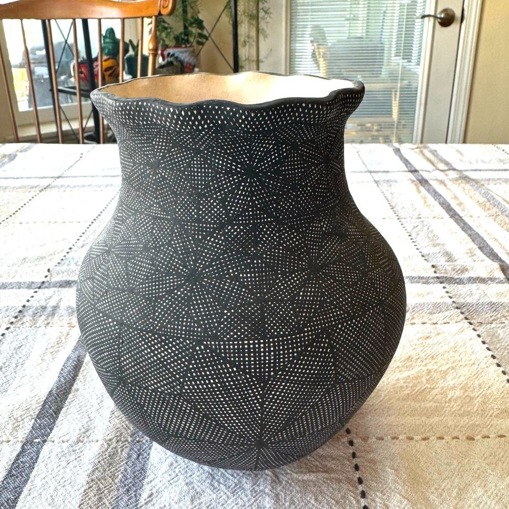Vintage Native American Hand Coiled Hand Painted Acoma Pueblo Pottery Jay Vallo